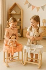 MY SWEET BABY Nosilec za punčke Moses Basket boho z leseno zibelko - breskev