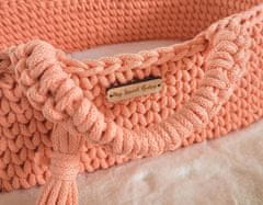 MY SWEET BABY Nosilec za punčke Moses Basket boho z leseno zibelko - breskev