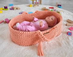 MY SWEET BABY Nosilec za punčke Moses Basket boho z leseno zibelko - breskev