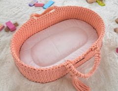 MY SWEET BABY Nosilec za punčke Moses Basket boho z leseno zibelko - breskev