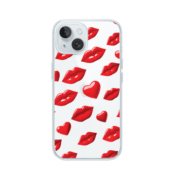 shumee Ovitek za iPhone 15, prozoren, silikonski Flexi, rdeče ustnice