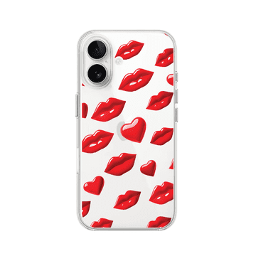 shumee Ovitek za iPhone 16, prozoren, silikonski Flexi, rdeče ustnice