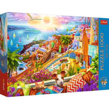 Trefl 10842 Puzzle 1000 Premium Plus - Čas za čaj: Obisk Santorinija