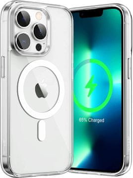 shumee Magnetni ovitek za iPhone 13 PRO MAX, prozoren ovitek + steklo