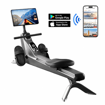 Kubisport Veslaški trenažer s posebnim »Gravity sistemom«, Bluetoothom in 40 cm velikim zaslonom na dotik