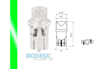 shumee Žarnica Bosma 12V 1*LED standardna T10 zelena, široka, blister