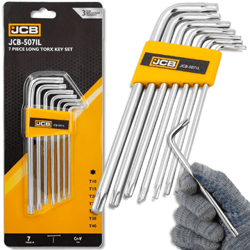 JCB Komplet dolgih ključev Torx JCB, 7 kosov, T10-T40, tip L, Cr-V