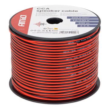AMIO Dvožilni zvočniški kabel CCA 2x0,5 mm2 100 m 2,5 A amio-04456