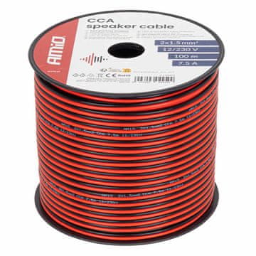 AMIO Dvožilni zvočniški kabel CCA 2x1,5 mm2 100 m 7,5 A amio-04459