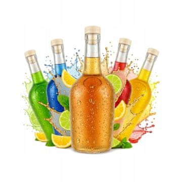 BE KOMPLET 5 stekleničk GLORIA 500 ml za likerje in sokove + ZAMAŠEK