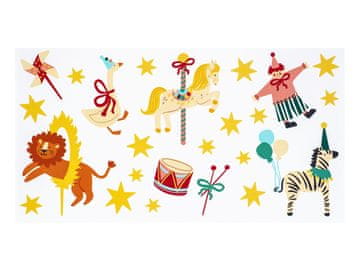 PartyDeco Začasne tetovaže "Cirkus", mešanica barv - komplet 24 motivov