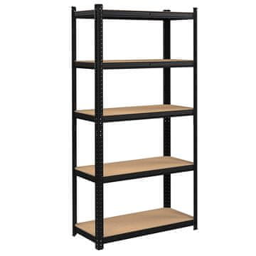 Gockowiak 5-nivojski črni regal za shranjevanje 625 kg 150 x 75 x 30 cm