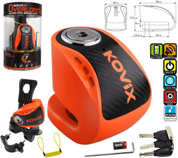 KOVIX Kovix KNS6 Fluo oranžna ključavnica za zavorni disk z alarmom