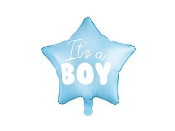 PartyDeco Folija balon z modrim zvezdastim motivom - It's a Boy, 48 cm