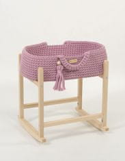 MY SWEET BABY Nosilec za punčke Moses Basket boho z leseno zibelko - sivka