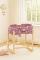 MY SWEET BABY Nosilec za punčke Moses Basket boho z leseno zibelko - sivka