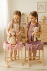 MY SWEET BABY Nosilec za punčke Moses Basket boho z leseno zibelko - sivka