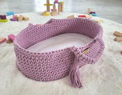 MY SWEET BABY Nosilec za punčke Moses Basket boho z leseno zibelko - sivka