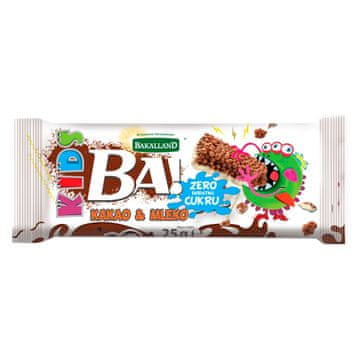 BAKALLAND Bakalland Ba! Otroška žitna ploščica s kakavovim mlekom 25 g