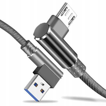 shumee Koanni kb18_GREY Mikro USB kabel za hitro polnjenje, kot 90°
