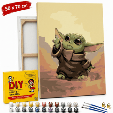 shumee Slika po številkah z okvirjem Baby Yoda Vojna zvezd 50x70 cm
