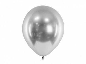 PartyDeco Sijajni lateks baloni, kromirani, srebrni, 30 cm, 10 kosov.