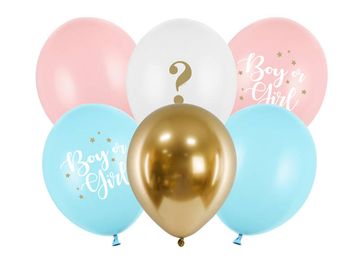 PartyDeco Lateks baloni za fantka ali deklico, mešani 30 cm, 6 kosov.