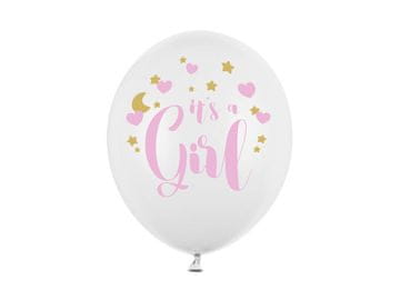 shumee Lateks baloni "It's a Girl", pastelno beli, 30 cm, 6 kosov.