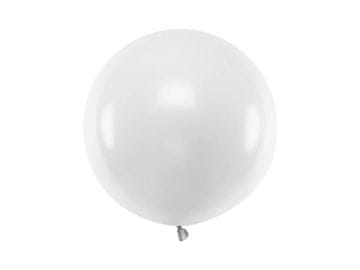 PartyDeco Velik lateks balon, bel, pastelno čisto bela, 60 cm, 1 kos.