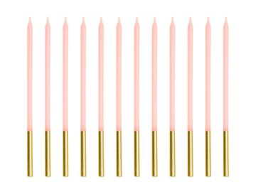 PartyDeco Gladke rojstnodnevne svečke - roza, 14 cm, komplet 12 kosov