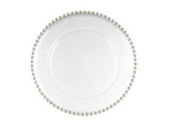 PartyDeco Podložni krožnik z biseri, prozoren, premer približno 32 cm