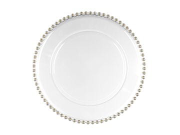 PartyDeco Podložni krožnik z biseri, prozoren, premer približno 32 cm