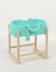 MY SWEET BABY Nosilec za punčke Moses Basket boho z leseno zibelko - mint