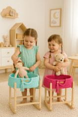 MY SWEET BABY Nosilec za punčke Moses Basket boho z leseno zibelko - mint