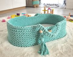 MY SWEET BABY Nosilec za punčke Moses Basket boho z leseno zibelko - mint