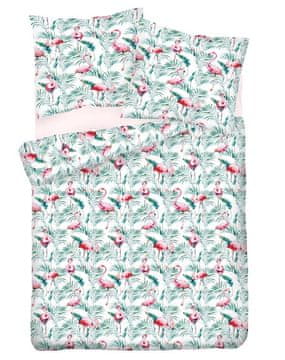 shumee Matex premium satenasta posteljnina 140x200 Flamingo Leaves