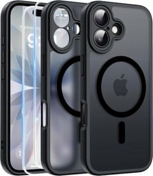 shumee Ovitek za MagSafe črne barve za Apple iPhone 17 + 2x steklo