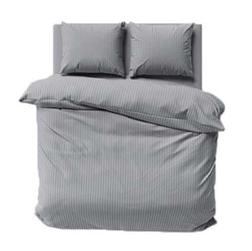 Detexpol Satenasta posteljnina 160x200 gladka s premium črtami siva