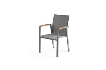 shumee Vrtni stol Leon 57x55x90 zumm siva aluminijasta teak Homms