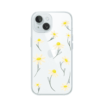 shumee Ovitek za iPhone 15, prozoren, silikonski Flexi, marjetice