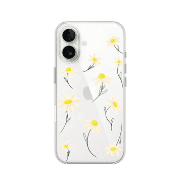 shumee Ovitek za iPhone 16, prozoren, silikonski Flexi, marjetice