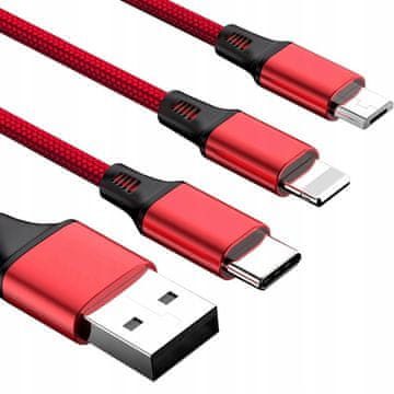 shumee Kabel 3 v 1 ZA iPhone / micro USB / TYPE-C Koanni kb13_RED
