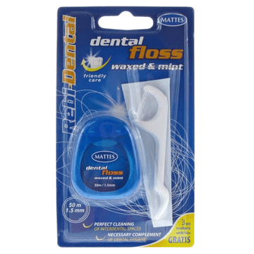 shumee Zobna nitka Mattes Rebi-Dental z mentolom in voskom, 50 m