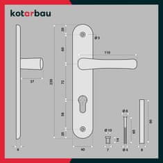 shumee Kljuka za vrata, dolžina: 72 cm, aluminijast vložek: bron