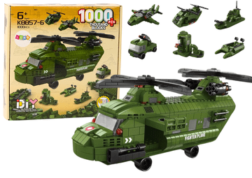 shumee Komplet vojaškega helikopterja, vojaško zelen, 1000 kosov