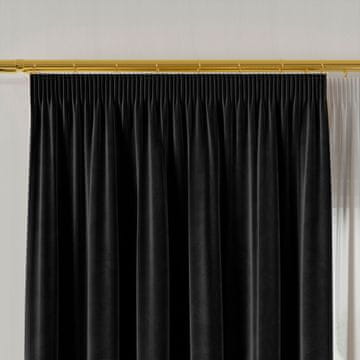 shumee Velvi zavesa z nabiralnim trakom, žamet, črna, 140x260 cm