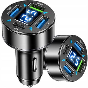 shumee Koanni Fast 3.1A LED avtopolnilnik QC 3.0 x3 USB + PD 66W