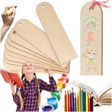 shumee Otroški zaznamki Leseni decoupage 10 kosov kot darilo DIY