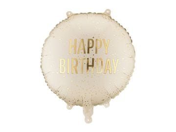 PartyDeco Folija balon za rojstni dan - Happy Birthday, krem 35 cm