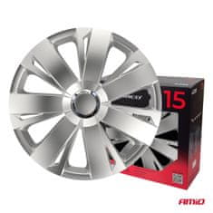 AMIO Komplet 4-delnih pokrovov za kolesa v barvi Energy silver, 15-palčna barva, BOX